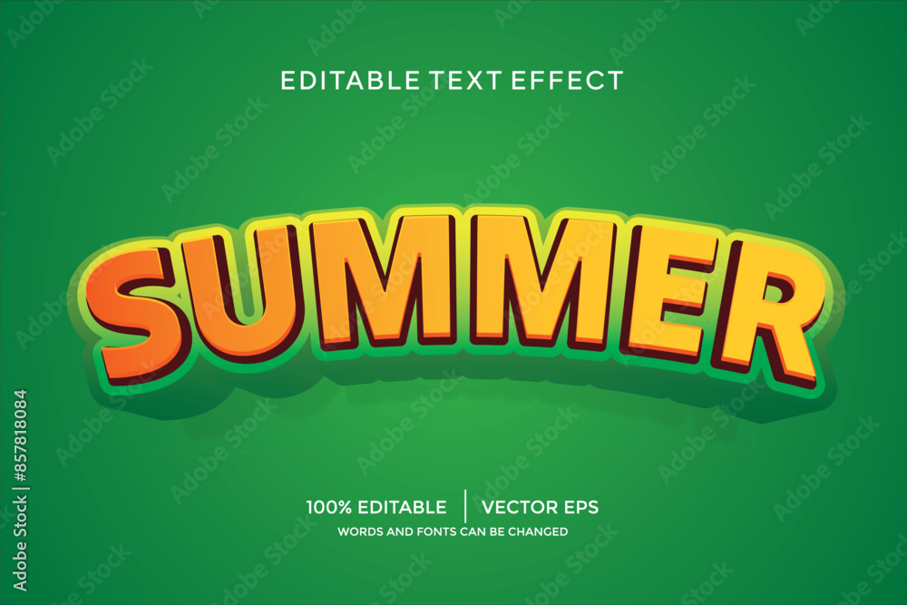 Poster editable summer vector text effect with modern style design