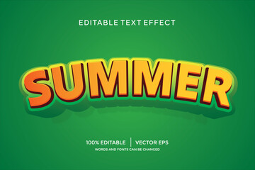 Obraz premium Editable summer vector text effect with modern style design