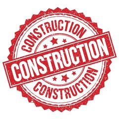 CONSTRUCTION text on red round stamp sign
