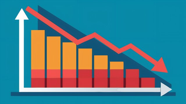 A bar graph showing a downward trend