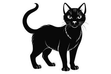 Black and White Cat Vector Silhouette.