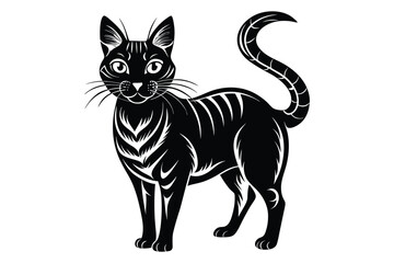 Black and White Cat Vector Silhouette.