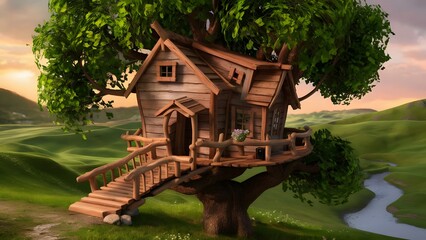 Rustic Tree House in the Woods