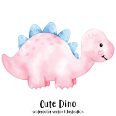 Cute Dino, Dinosaur, watercolor, illustration, vector