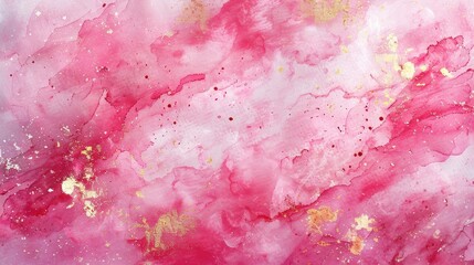 Fototapeta premium Pink watercolor wall art painting, marble in pink and gold style, star art, sparklecore, mythological imagery, pink art background