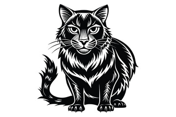 Black and White Cat Vector Silhouette Illustration.