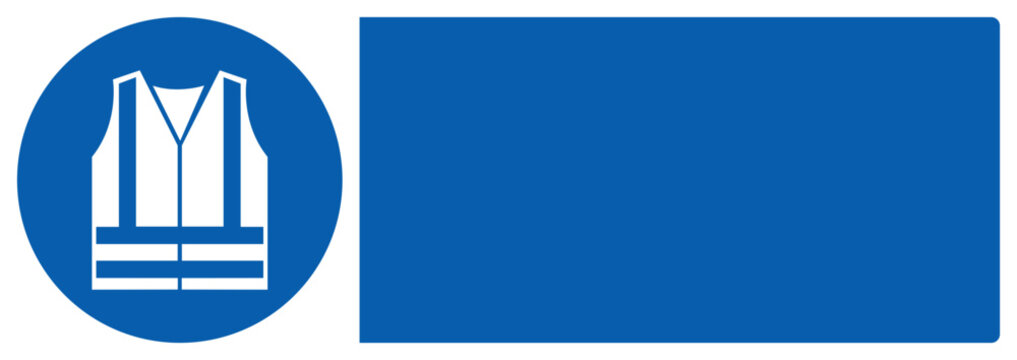 ISO mandatory safety signs wear high visibility vest your custom message here landscape size 1/2 a4,a3,a2,a1