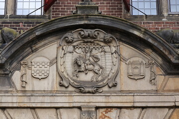 Amsterdam Rijksmuseum Exterior Sculpted Pediment Detail Depicting a Man on a Horse, Netherlands