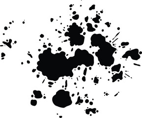 Grunge ink splatter. Splash of paint, spray drop staining and frame with wet paint drop traces vector. Illustration splash and drip design, silhouette blob spray