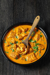 indian spiced fish curry, salmon masala, top view