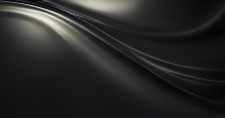 Black  fabric with soft waves catches the light, creating a luxurious textured background