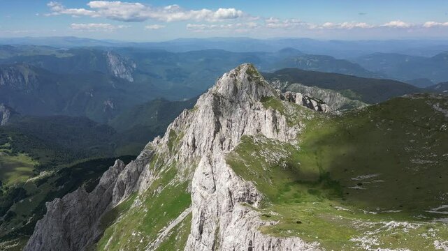 Aerial view of Mount Maglic in Sutjeska National Park. The highest mountain of Bosnia and Herzegovina, beautiful landscape, 4k