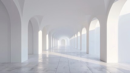 Obraz premium Abstract Background of Infinite Corridor with Light White Color