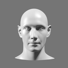 Front view of head, black and white, 3d trendy collage in magazine style. Modern contemporary art, clipping path, 3D render