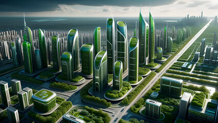 Ecological city, green skyscrapers