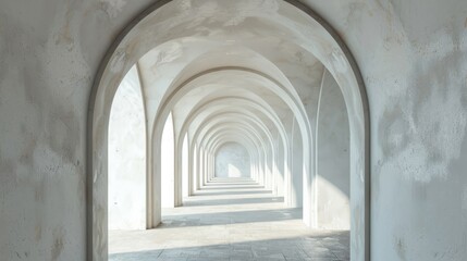 Abstract Background of Infinite Corridor with Light White Color