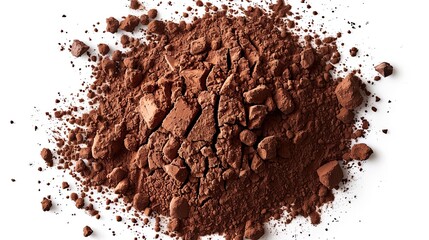 Cocoa powder is isolated on a white background. 