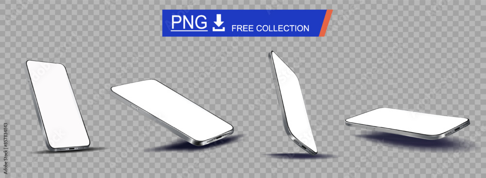 Aufkleber presentation new smartphone model. modern thin smartphone with blank screen on transparent backgroun