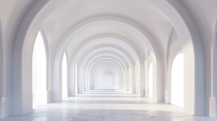 Fototapeta premium Abstract Background of Infinite Corridor with Light White Color