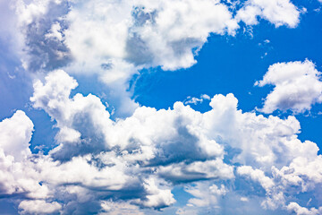 Beautiful blue sky and white clouds nature background. Freedom in nature.