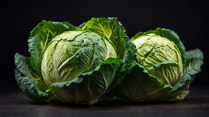 Fototapeta premium Cabbage isolated on dark background 