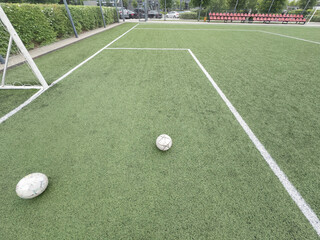 old football on Artificial turf football field green
