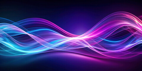 Naklejka premium Abstract Digital Waves in Purple and Blue: Dynamic Flow with Empty Space Background