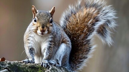 Obraz premium Close up of a cute and curious grey squirrel. 