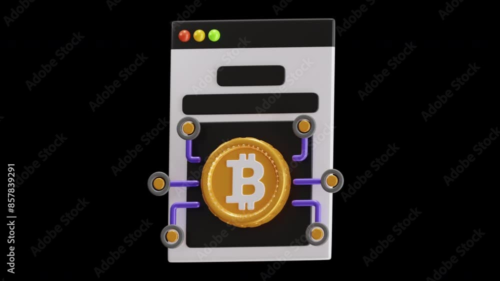Poster 3d animation of bitcoin whitepaper introduces the currency | alpha channel