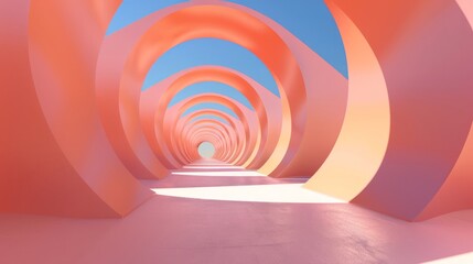 Obraz premium Abstract Background of Infinite Tunnel in Peach Color