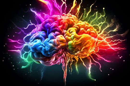 color human brain on background