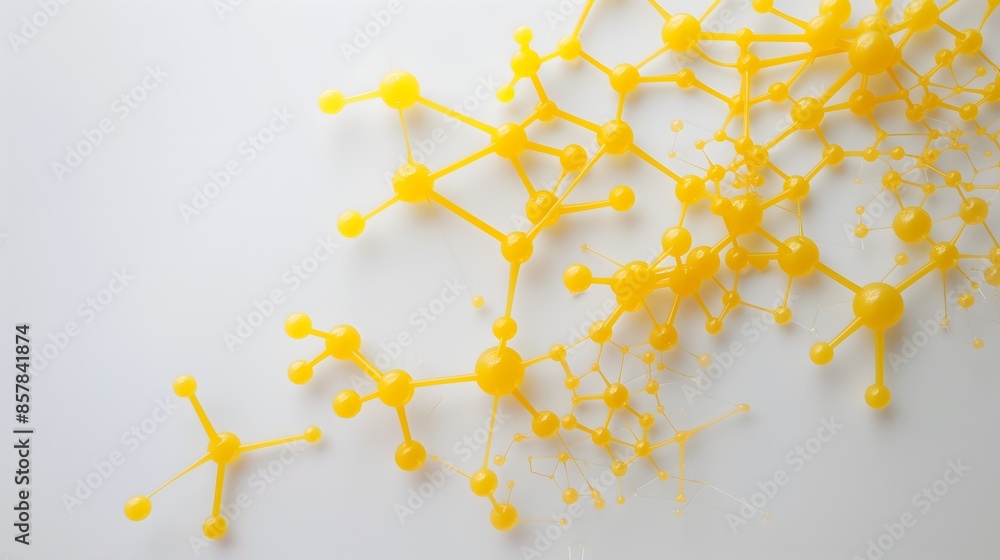 Poster 3. design a minimalist illustration of interconnected yellow shapes with negative spaces, forming an