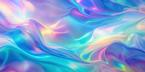 Fototapeta premium Soft Pastel Gradient: Blue, Purple, and Green Holographic Blurred Abstract Background