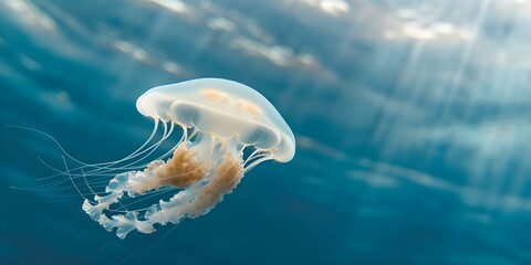 Graceful Jellyfish Drifting in the Waters of Palau. Concept Underwater Photography, Marine Life, Palau, Jellyfish Viewing, Ocean Conservation