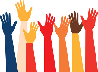 Fototapeta premium colorful hands flat vector illustration