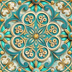 Fototapeta premium Seamless pattern of hand-carved marble tiles showcasing intricate filigree and scrollwork patterns, for a truly, Generative AI