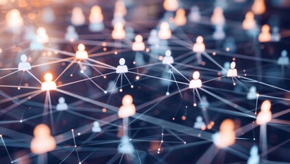 Digital network, interconnected people on social media icons, symbolizing the growth in online community. business online networking system