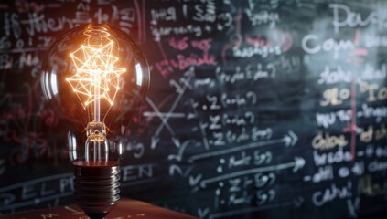 A bright idea Light bulb concept. Business growth. Innovation.ght bulb glowing against a backdrop of complex mathematical equations and data visualizations, symbolizing innovation