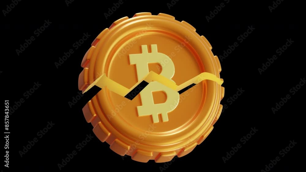 Poster 3d animation of bitcoin halving cuts mining rewards | alpha channel