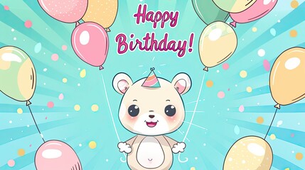 Adorable Animal Holding Happy Birthday Caption in CGI Style