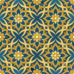 Seamless pattern of intricately patterned ceramic tiles inspired by ancient Mediterranean design, Generative AI