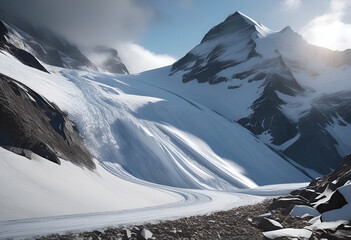 Mountains in the snow, winter