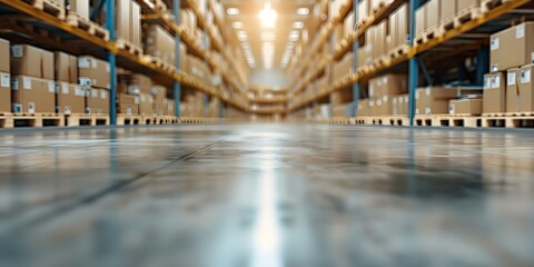 Warehouses store various products in designated storage areas. Concept Warehouse Organization, Inventory Management, Storage Solutions, Product Labeling, Order Fulfillment