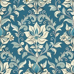 Seamless pattern of porcelain tiles with a polished finish and delicate floral designs, inspired by the elegance, Generative AI