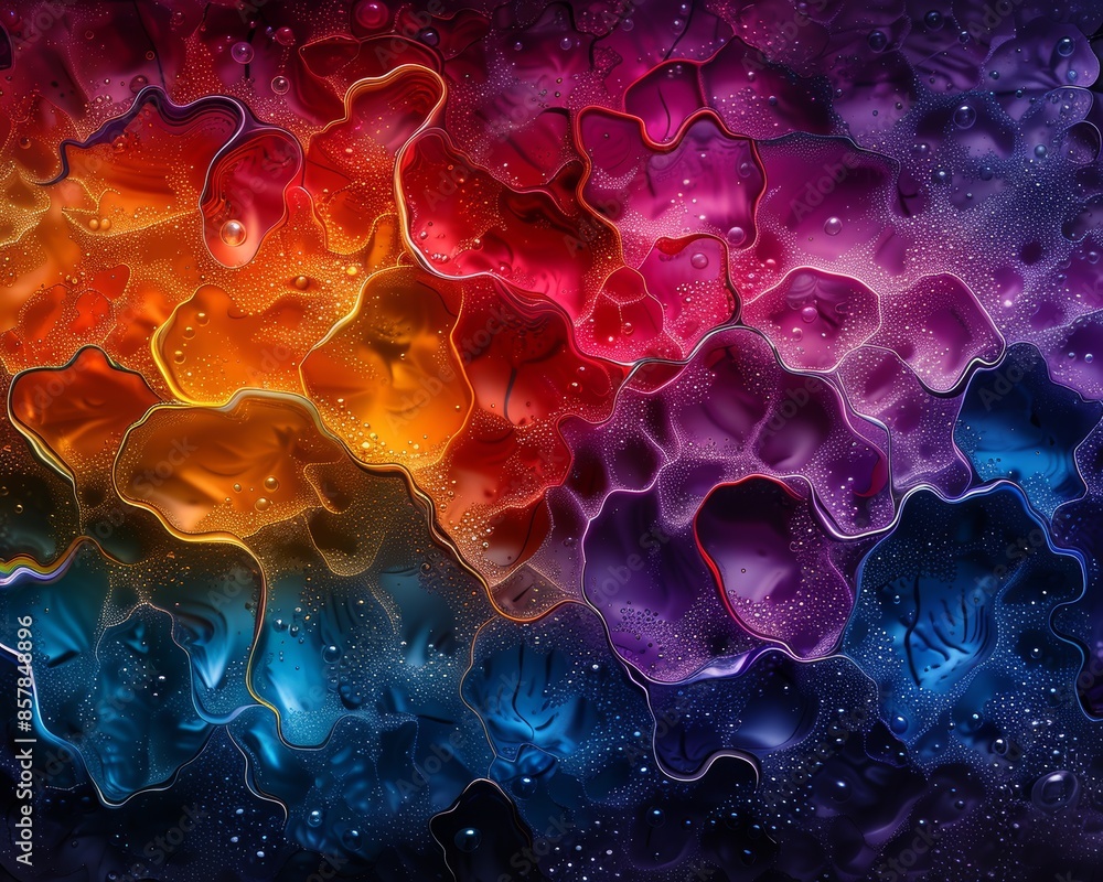 Poster vibrant abstract art with vivid colors and fluid textures, creating a visually dynamic and captivati