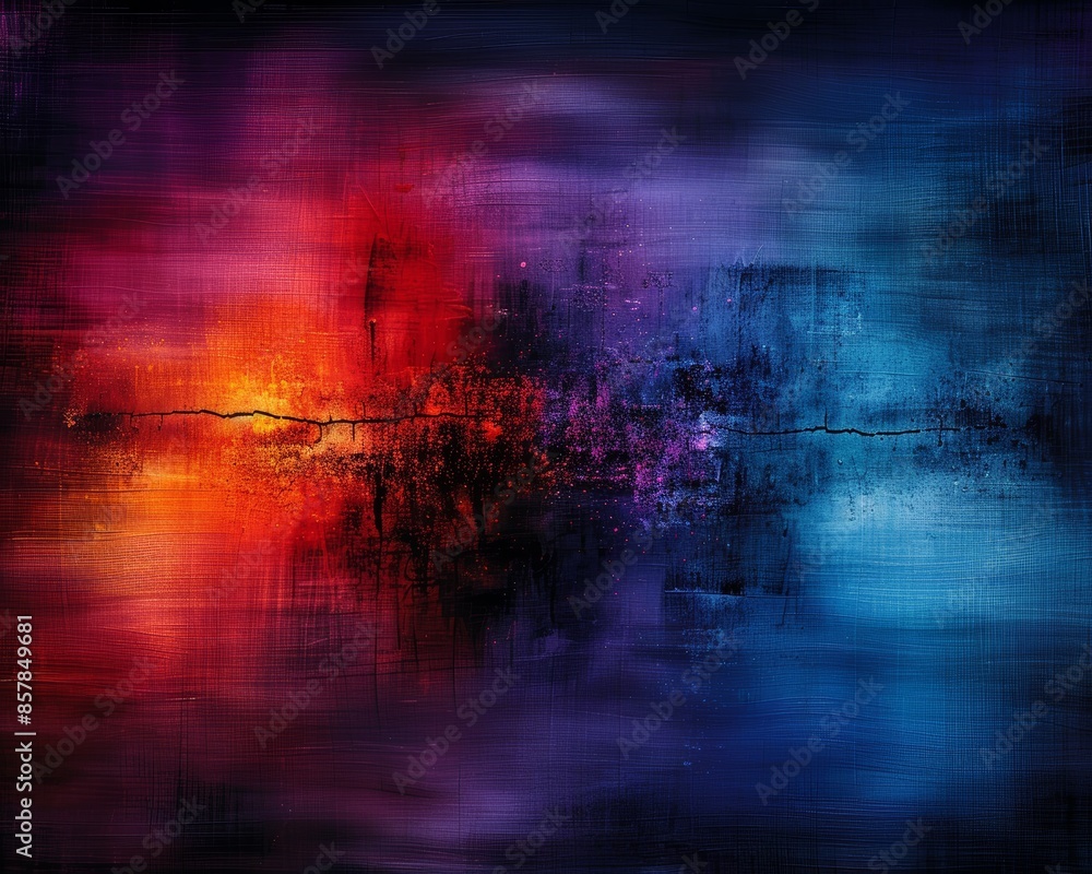 Poster vibrant abstract painting with rich colors blending seamlessly into each other, creating a dynamic a
