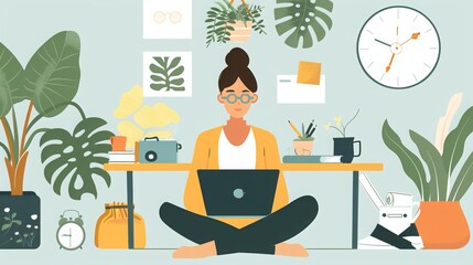 Balancing Work and Home Life: A remote worker manages their work-from-home schedule, balancing professional tasks with household responsibilities, making sure to maintain a healthy work-life balance