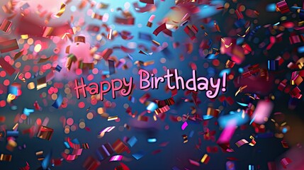 Obraz premium Colorful Confetti Celebration for Happy Birthday with a Festive Caption