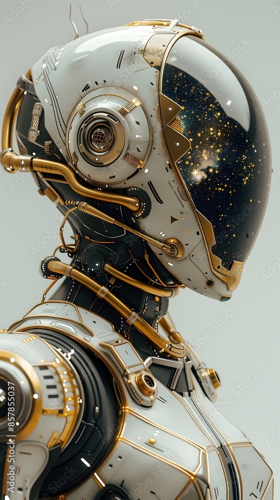 Canvas Prints captivating alien cyborg in advanced technological armor,galaxy-inspired head structure