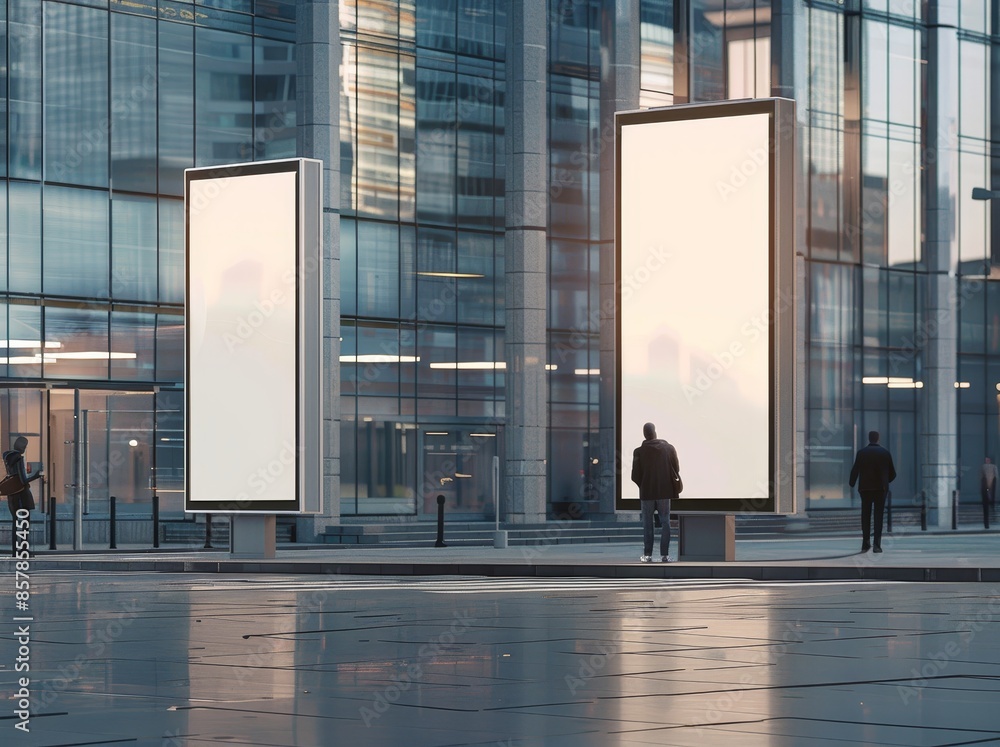 Aufkleber using media set to create a mock up of a signboard stand outside a public building in the business d